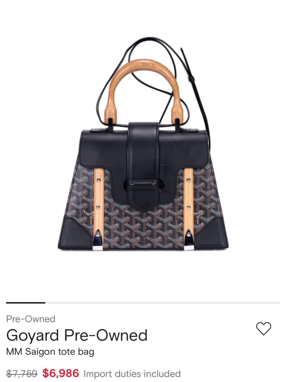 Goyard Saïgon Structuré Bag BRAND NEW